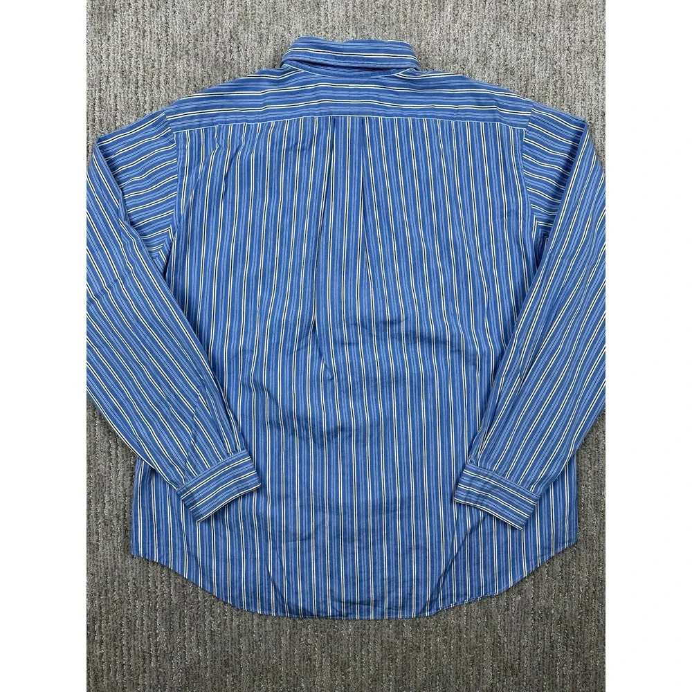 Polo Ralph Lauren Classic Fit Blue Striped L/S Button Down Dress Shirt Men's XL
